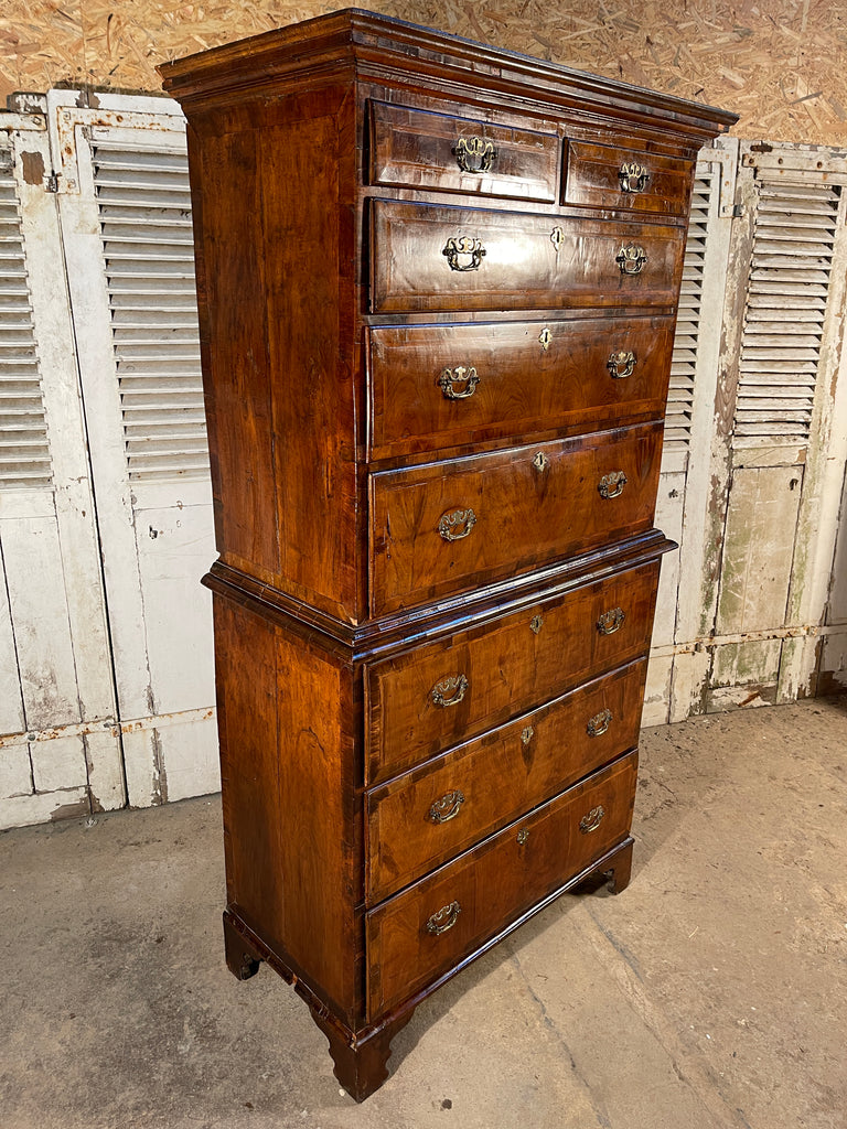 antique georgian  george ii walnut tallboy/chest-on-chest circa 1730