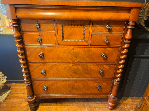 stunning antique scottish flame mahogany chest