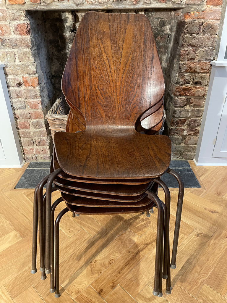 rare set of six original arne jacobsen midcentury rosewood dining chairs