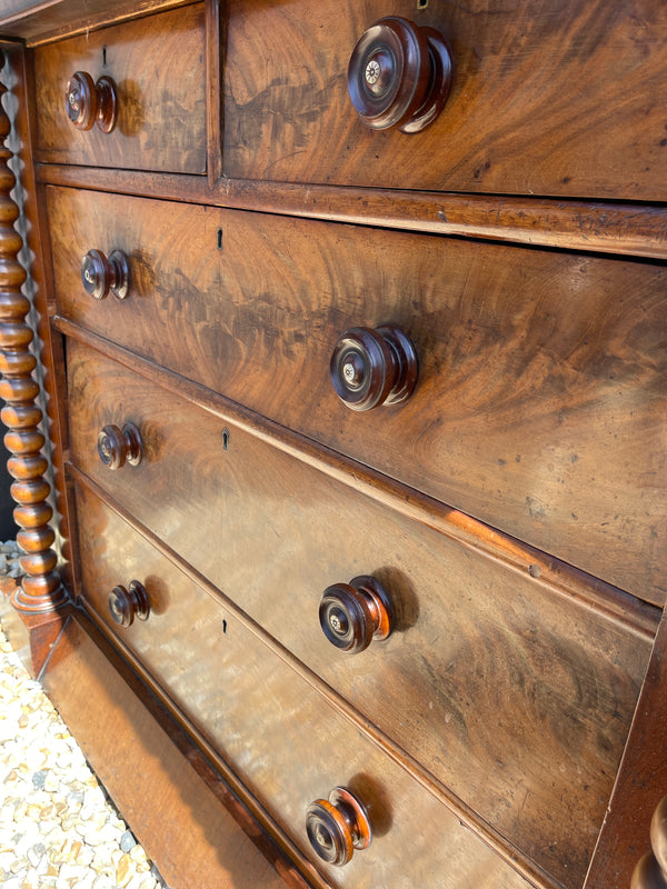 antique flame mahogany scottish chest of drawers