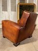 antique french leather art deco club oversize arm chair circa 1920