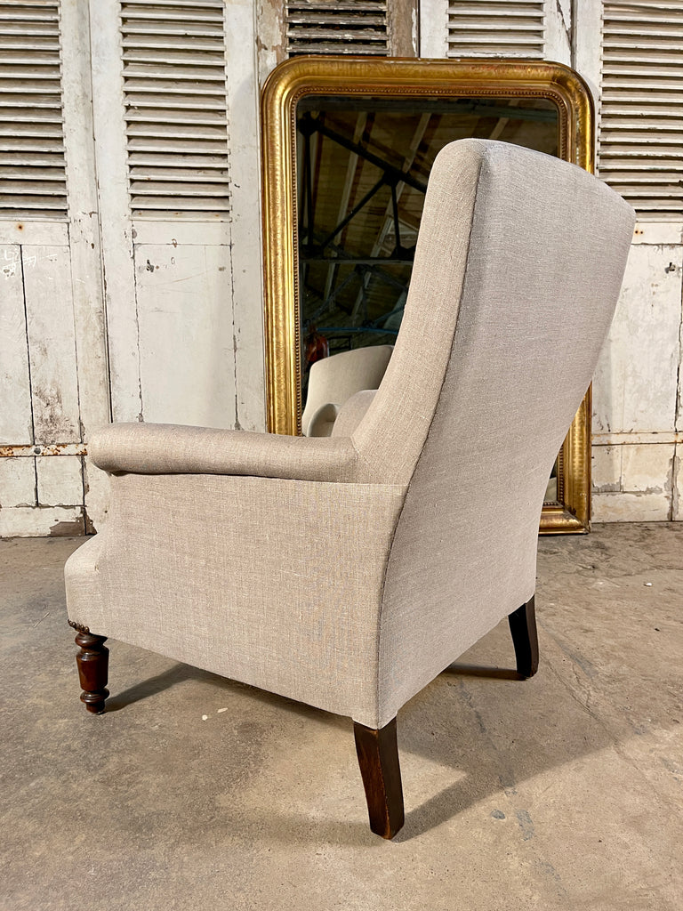 stunning antique napoleon iii french chaise armchair reupholstered in 12oz irish linen circa 1840