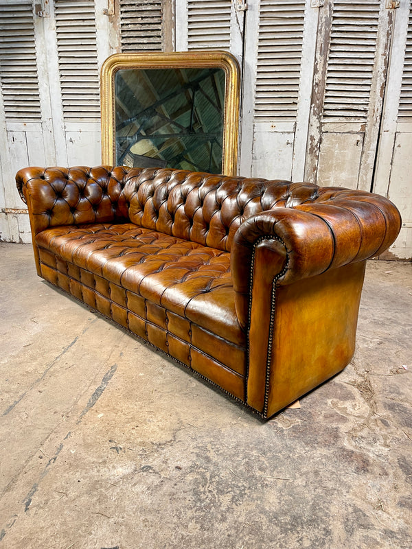 exceptional antique english victorian horse hair & sprung coil leather chesterfield sofa circa 1900