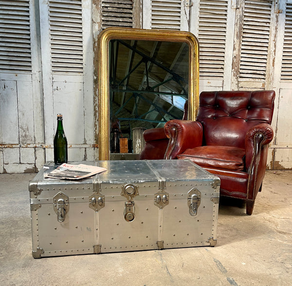 antique flight steamer chest trunk coffee table circa 1940