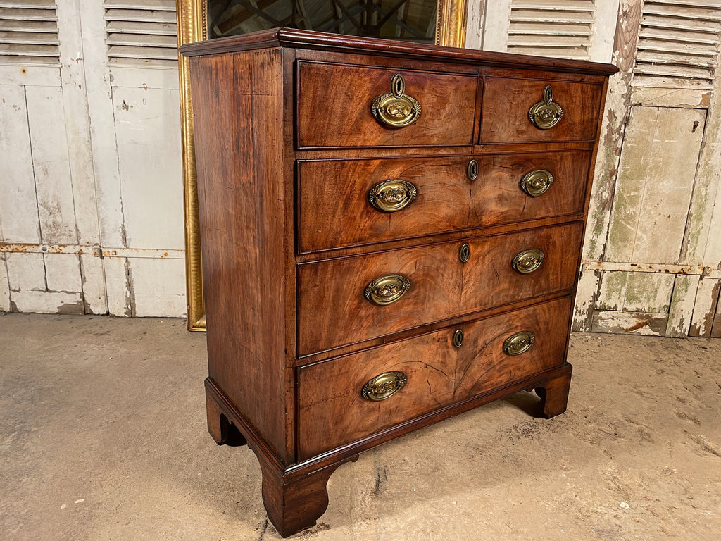 early georgian regency antique flame mahogany  chest of drawers