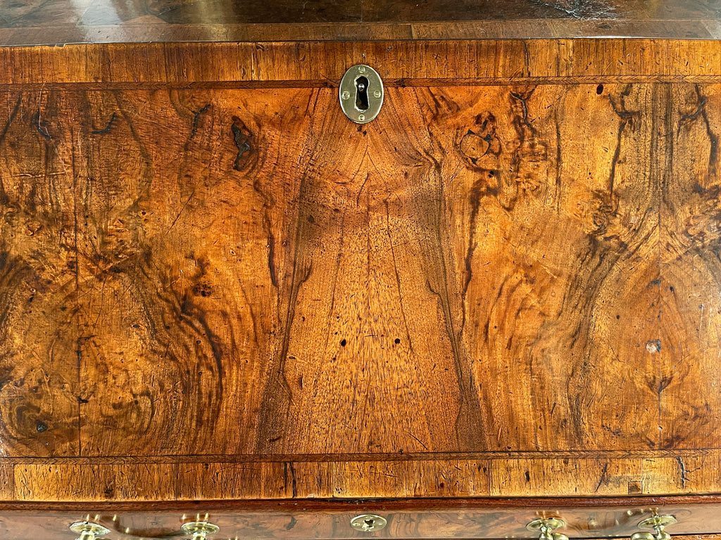 an exceptional antique early georgian figured walnut bureau desk circa 1730