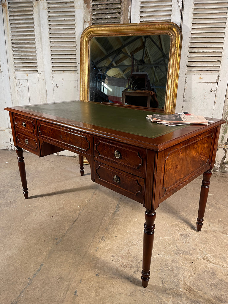 exceptional burr walnut mahogany leather georgian style desk