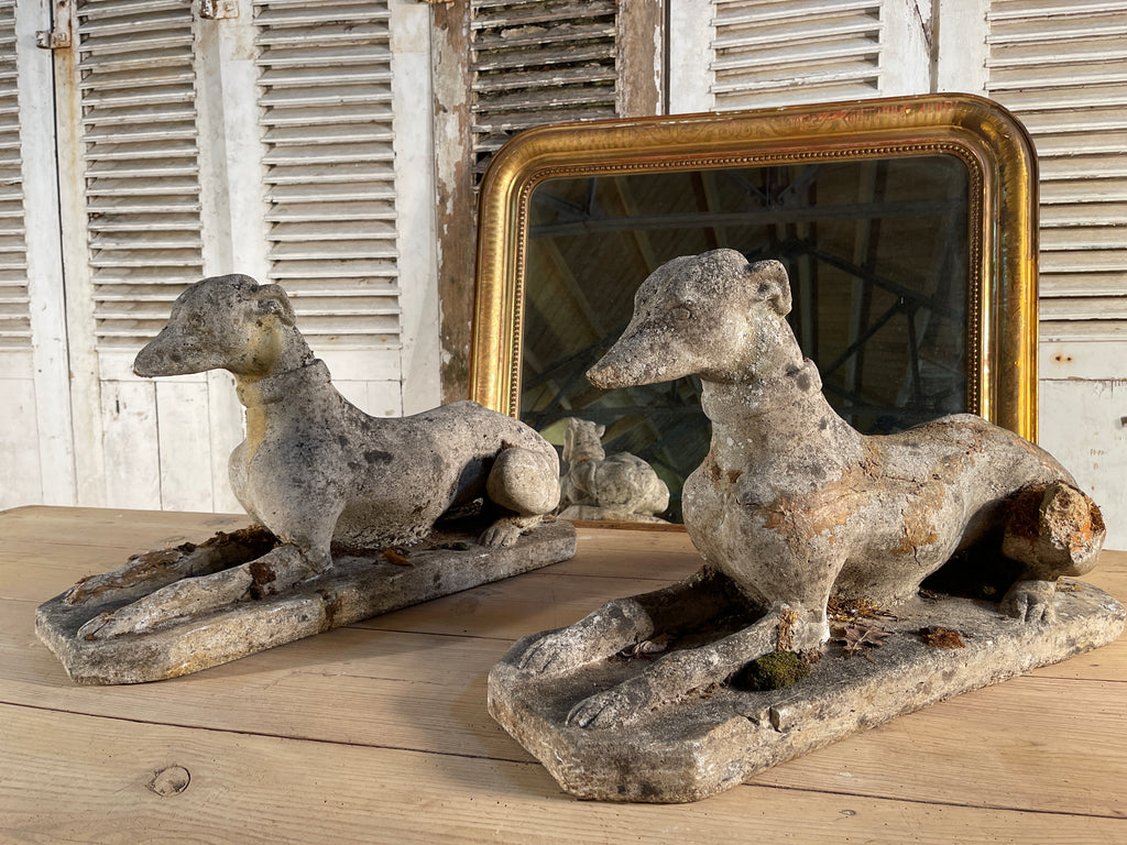 antique regency coade stone greyhound garden dogs