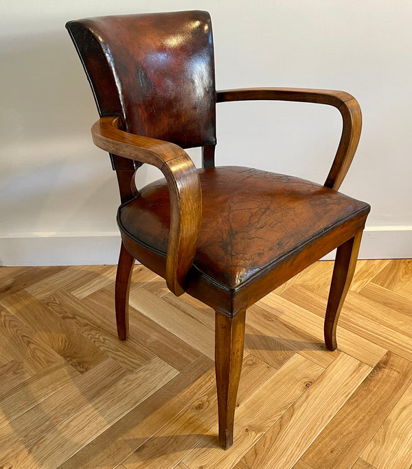 antique french leather bridge chair