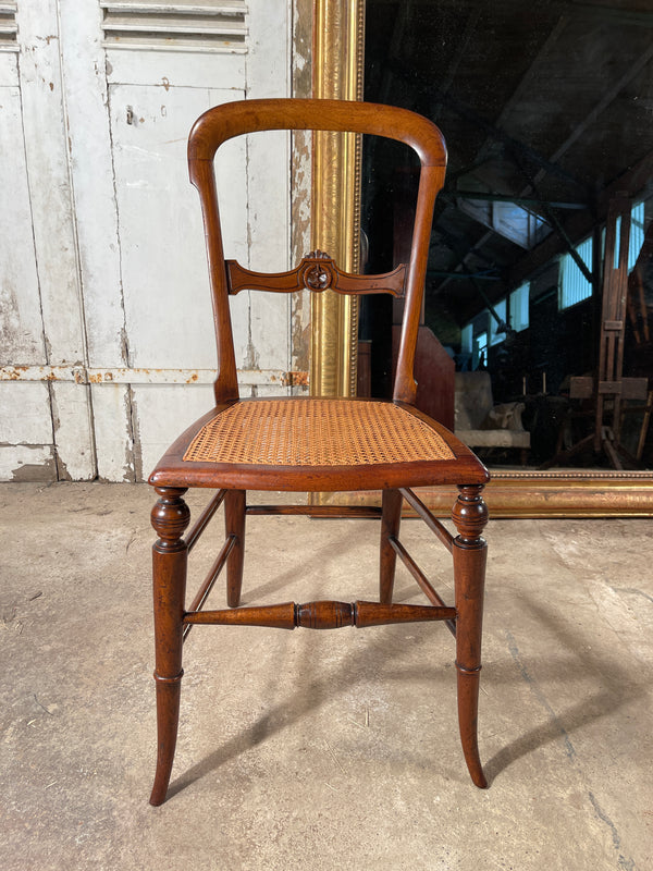 beautiful antique walnut & fruitwood cane show chairs circa 1850