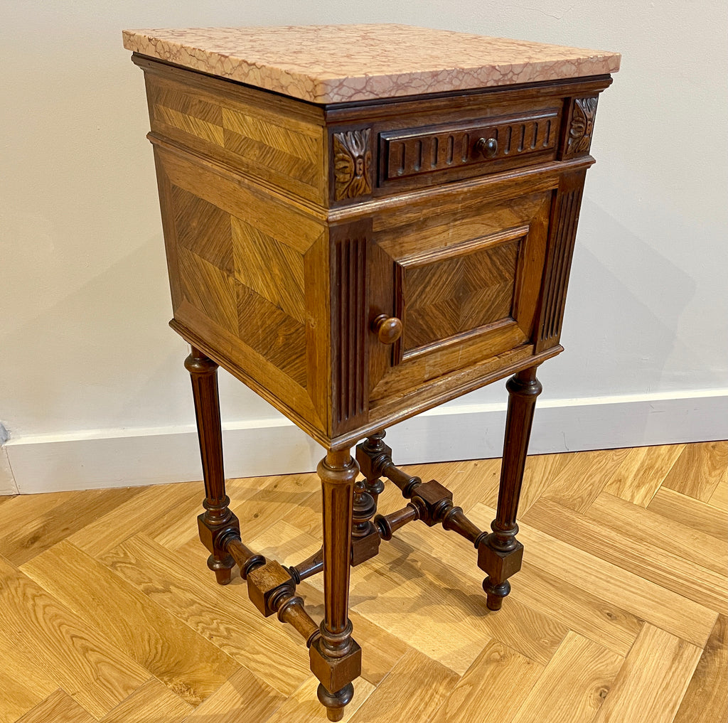 antique french rosewood marble bedside bedroom cabinet