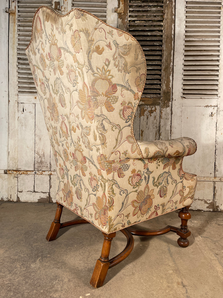 a beautiful antique william & mary wingback country house library/fireside arm chair