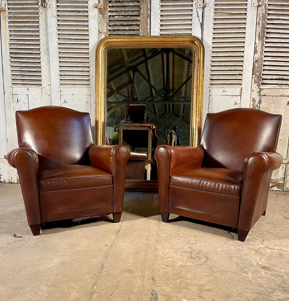 exceptional antique french leather club chair circa 1910