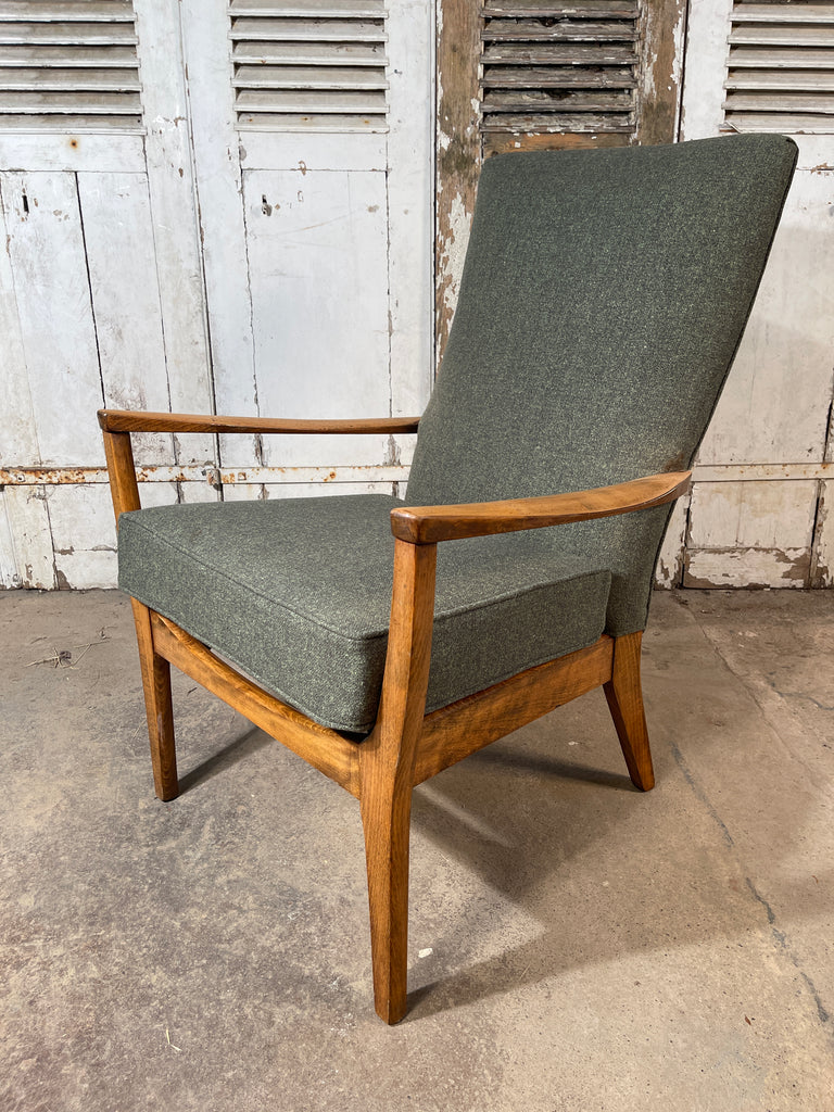 a beautiful midcentury lounge chair by samuel parker for knoll circa 1958  reupholstered in 12oz irish tweed