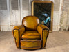 antique french hand dyed cigar leather havana art deco club arm chair