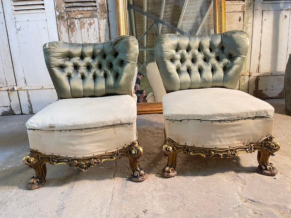 antique french gilt salon cocktail statement chair