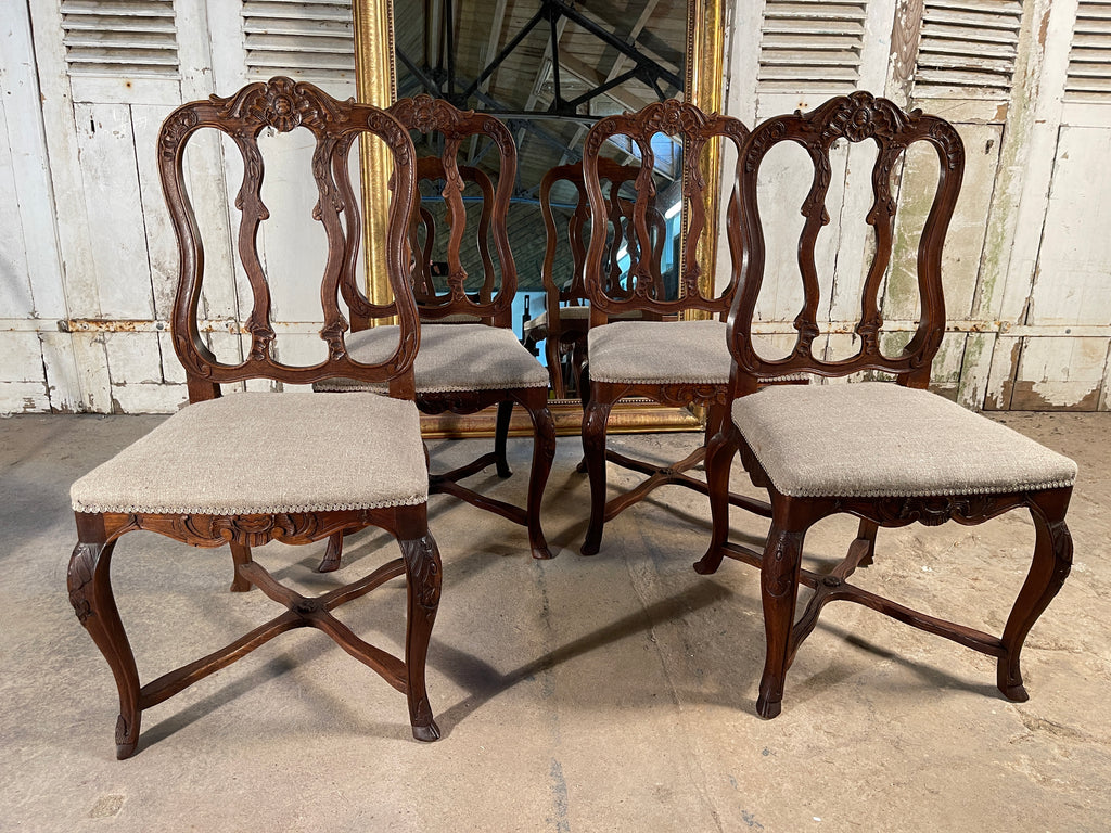 antique french provincial carved oak dining chairs circa 1860