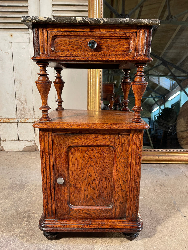 antique french oak marble bedside bedroom cabinets circa 1900