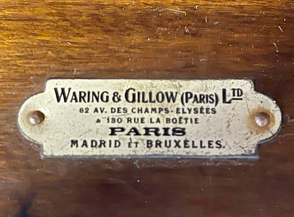 antique art deco walnut leather gillows stool by paul follot