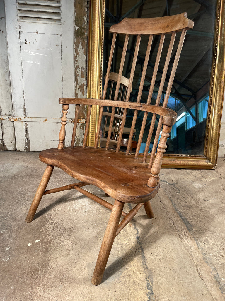 antique elm stick back provincial  windsor fireside chair