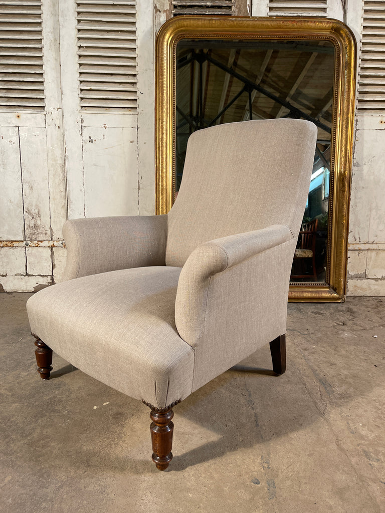 stunning antique napoleon iii french chaise armchair reupholstered in 12oz irish linen circa 1840