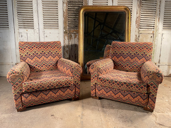 antique french club arm chair bargello upholstery