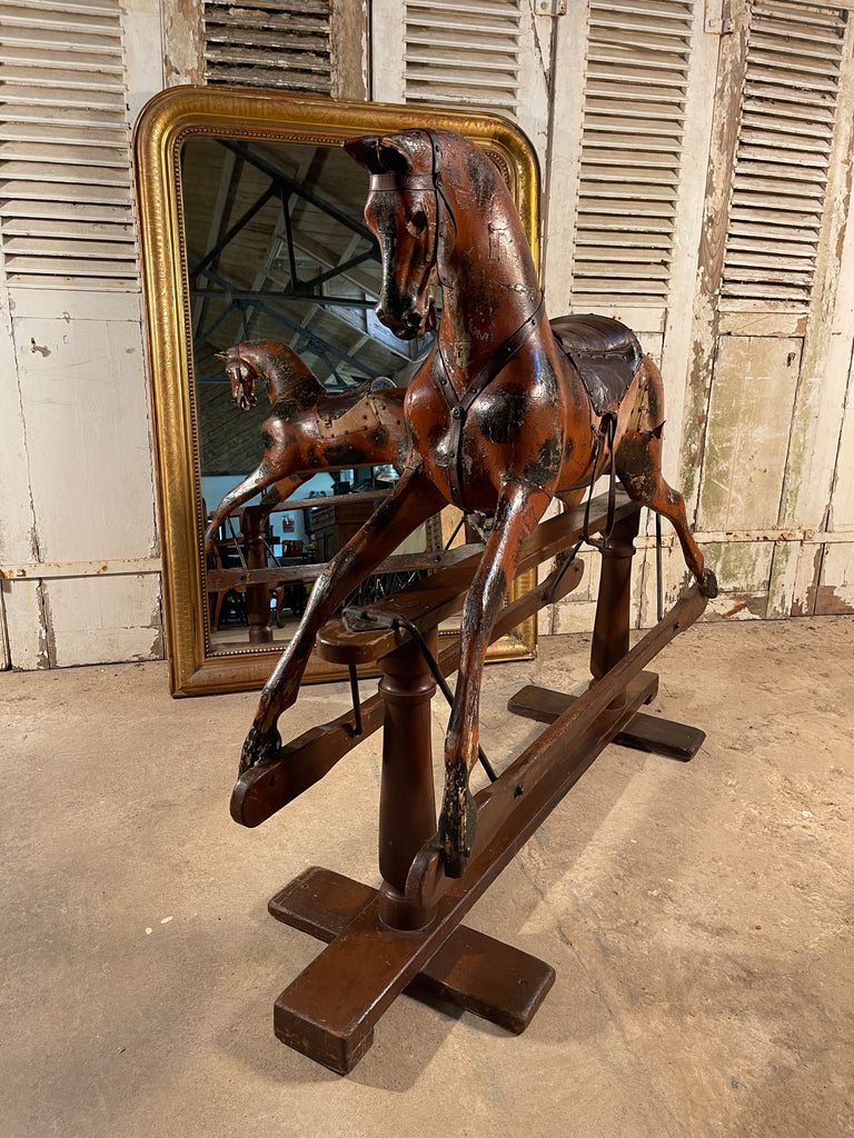 rare early antique g & j lines 1880's rocking horse