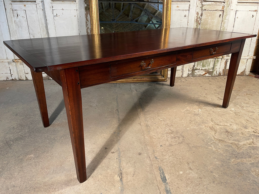 antique georgian mahogany double drawer dining table