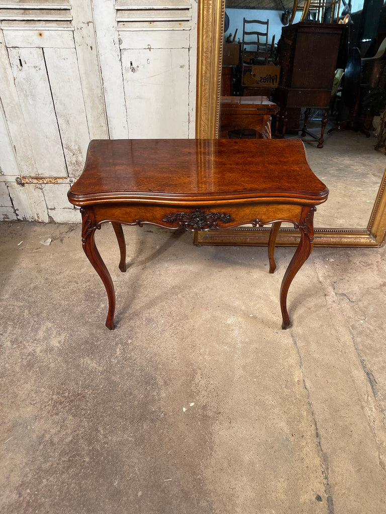 antique french figured walnut console/cardtable circa 1830