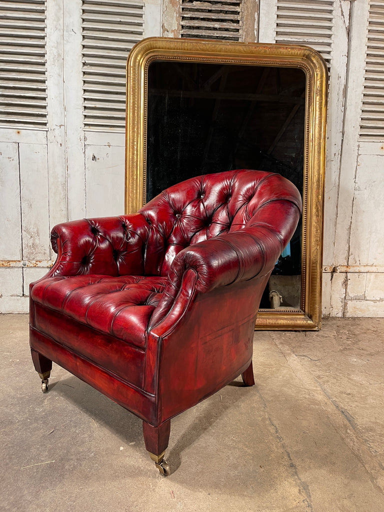 an exceptional antique chesterfield library fireside armchair