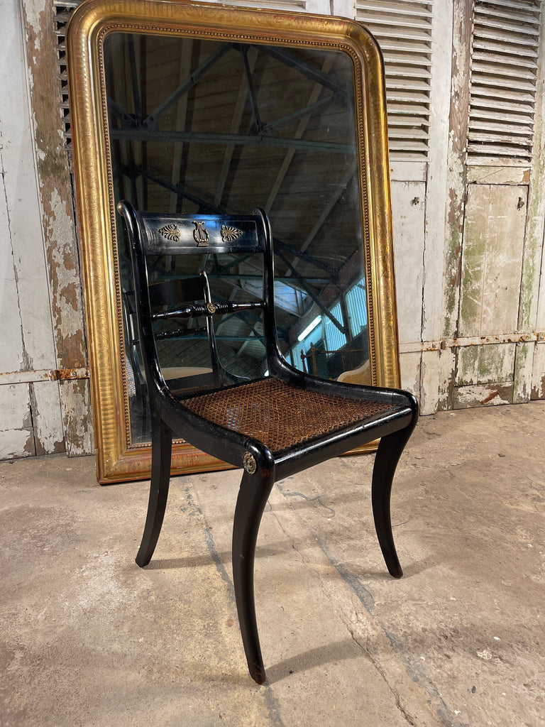 early antique regency ebonised cane mahogany chair