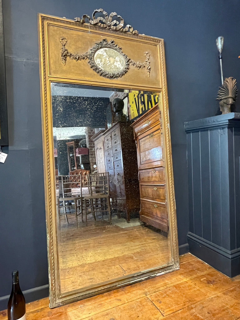 antique 6ft tall french gilt & gesso mirror circa 1850