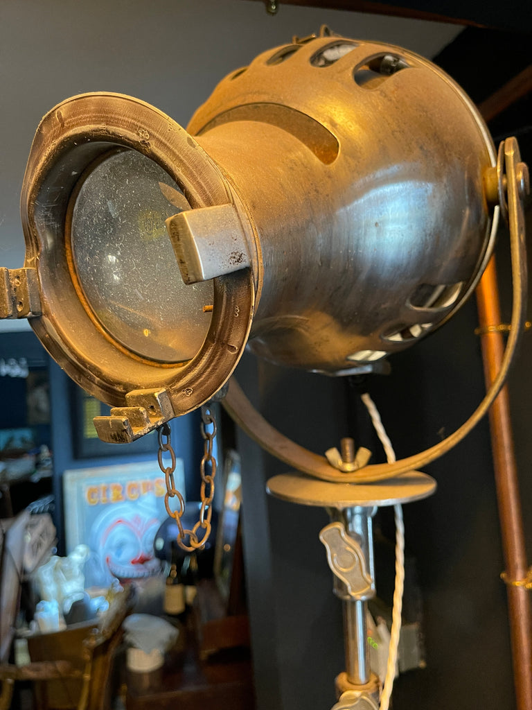 rare furse theatre light on a very rare and original polished chrome and brass stand