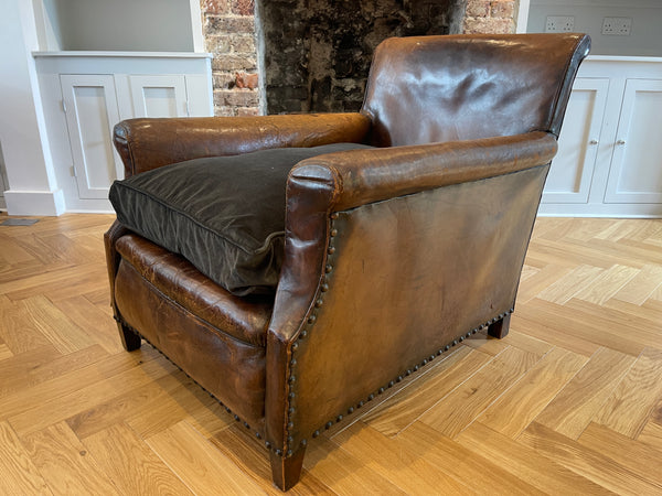 antique french leather club arm chair