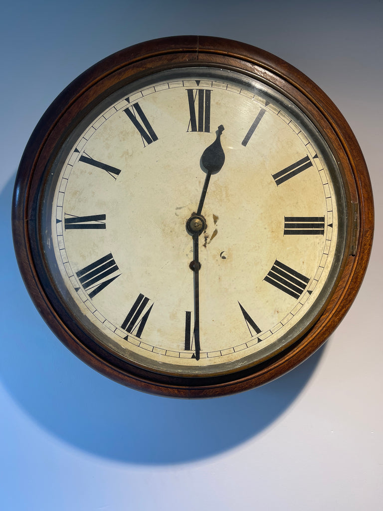 antique english mahogany station clock
