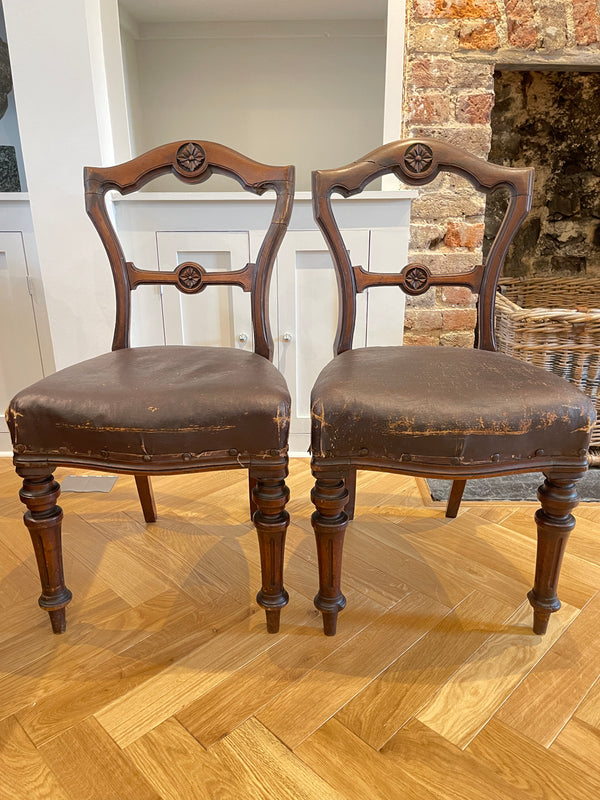 antique french leather mahogany chair