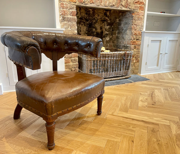 antique leather tub library chair