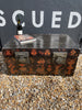 antique chinese leather trunk chest coffee table