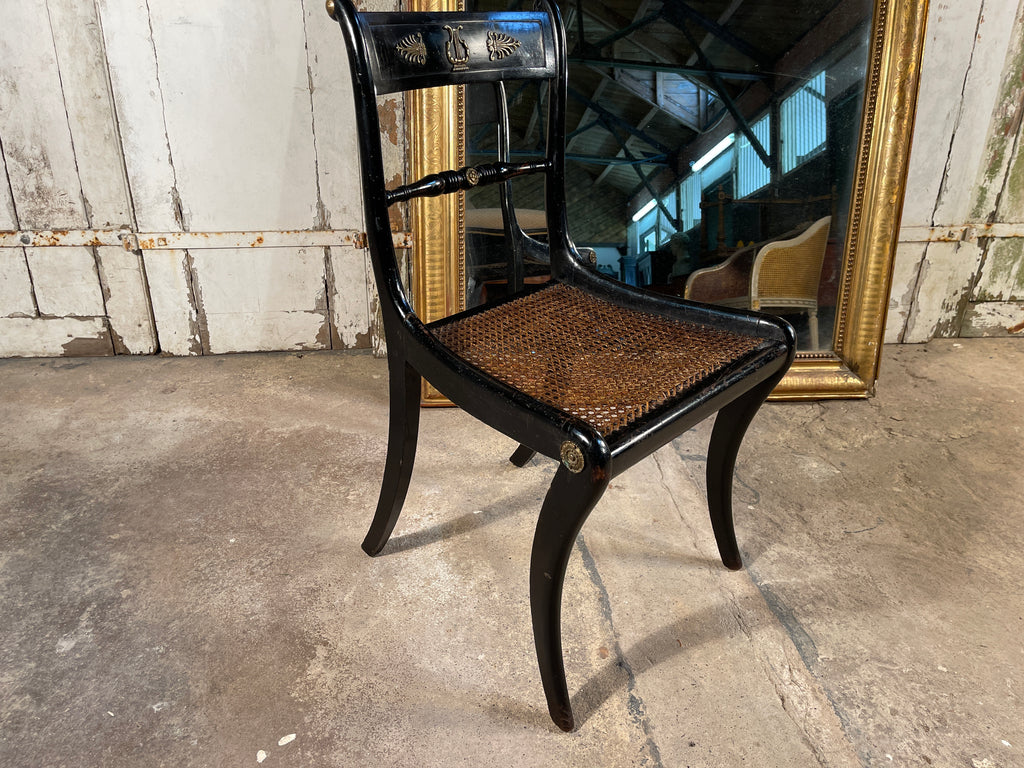 early antique regency ebonised cane mahogany chair