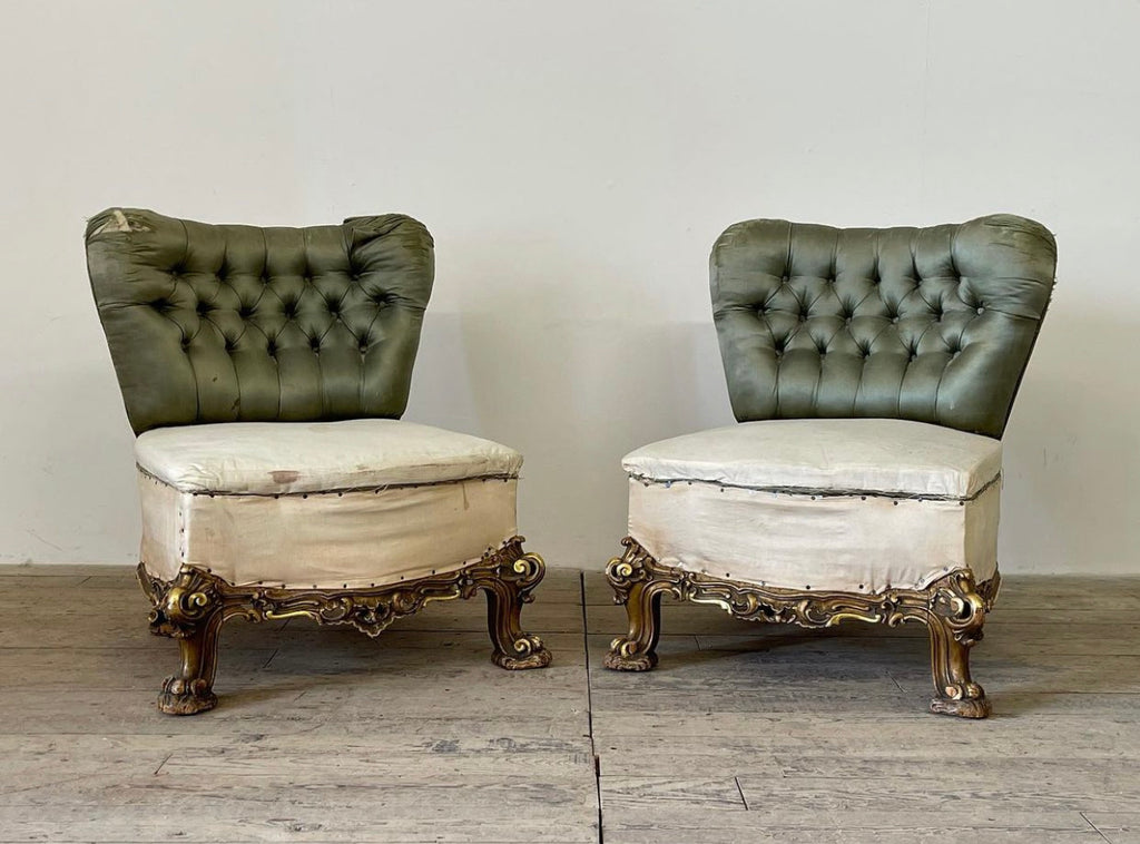 antique french gilt salon cocktail statement chair