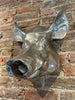 one of kind large vintage metal hanging animal wall mounted pigs head