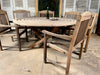 vintage rare oversize high quality alexander rose bengal garden table & six elbow chairs patio set
