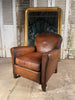 antique french conker leather studded club armchair