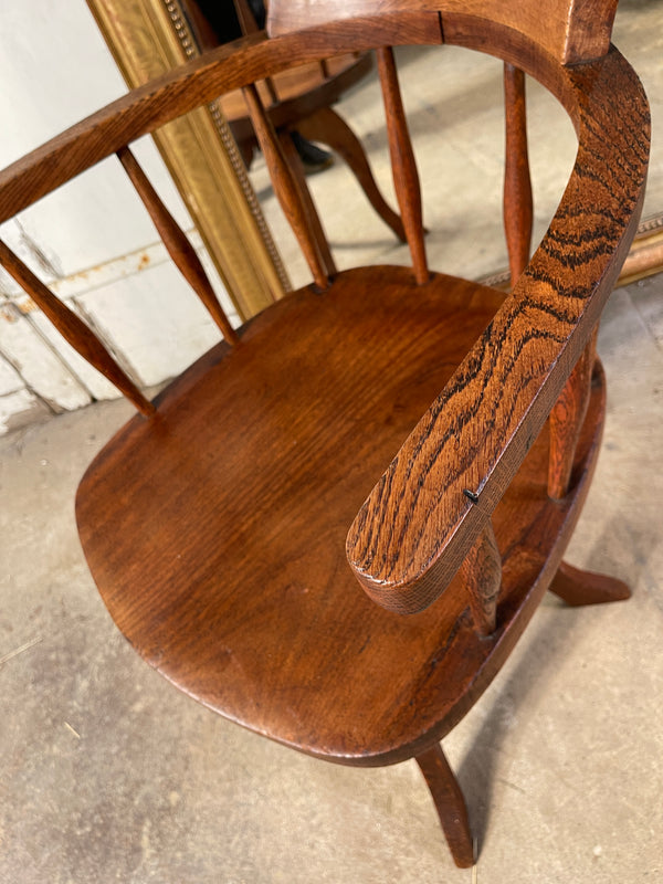 antique english elm captains desk chair circa 1900