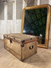 rare early antique georgian brass studded leather & hide bound captains travel chest circa 1750