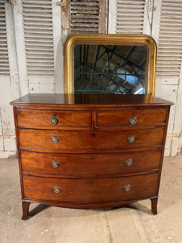 early georgian regency antique mahogany bow front chest of drawers