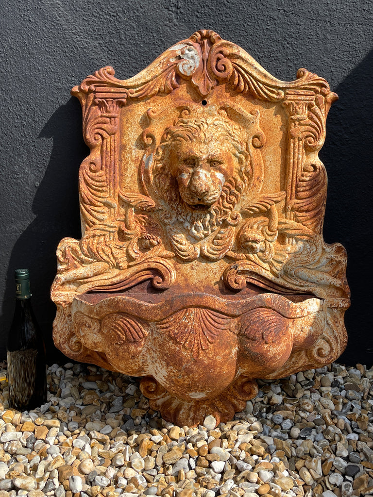 antique architectural garden lions head fountain water feature