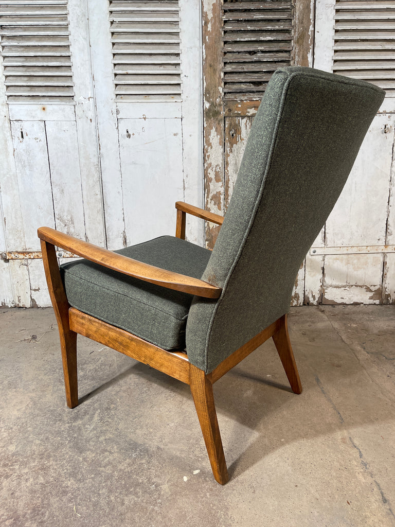 a beautiful midcentury lounge chair by samuel parker for knoll circa 1958  reupholstered in 12oz irish tweed