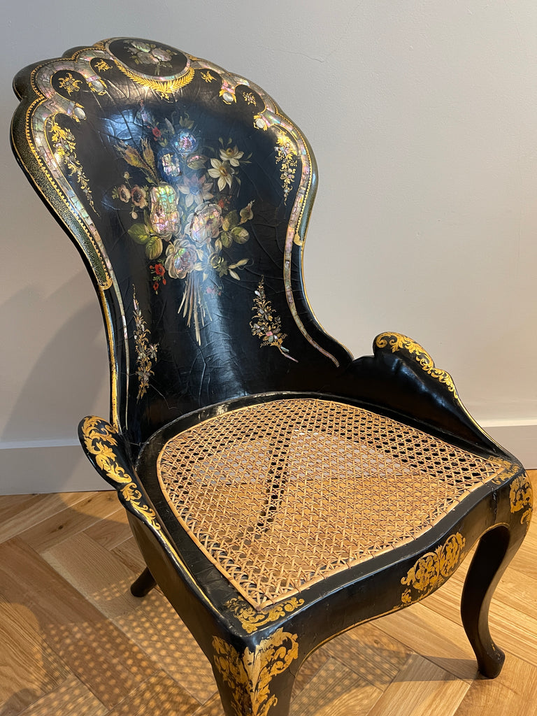parcel gilt papier mâché mother of pearl chair 1838