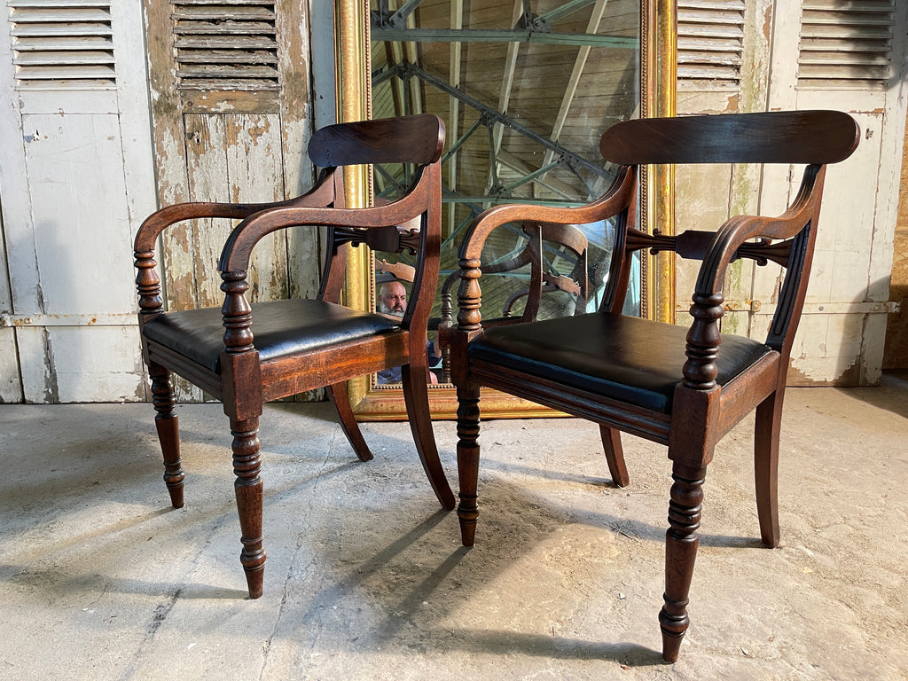 antique regency mahogany elbow chairs